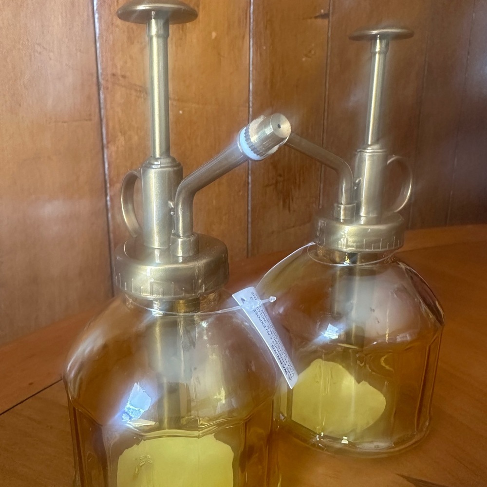 Gold and Clear Glass Plant Misters lot of 2